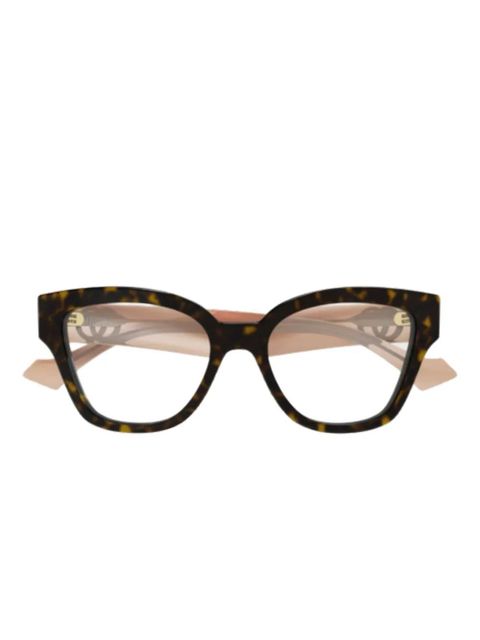 Gucci Eyewear cat-eye logo-detail glasses - Brown