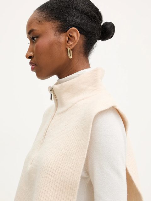 Morgan kamizelka damski kolor beżowy z półgolfem 5COLA