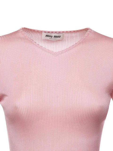 Miu Miu V-neck ribbed top - Pink