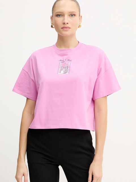 Karl Lagerfeld t-shirt bawełniany damski kolor różowy A4W17086 - zdjęcie produktu nr 1