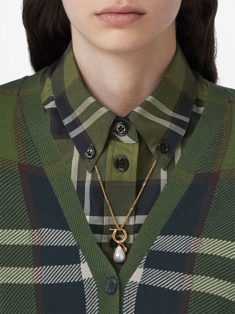 Burberry tartan-print V-neck cardigan - Green