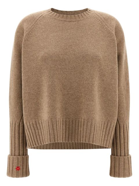 Tory Burch floral-embroidered ribbed sweater - Neutrals - zdjęcie produktu nr 1