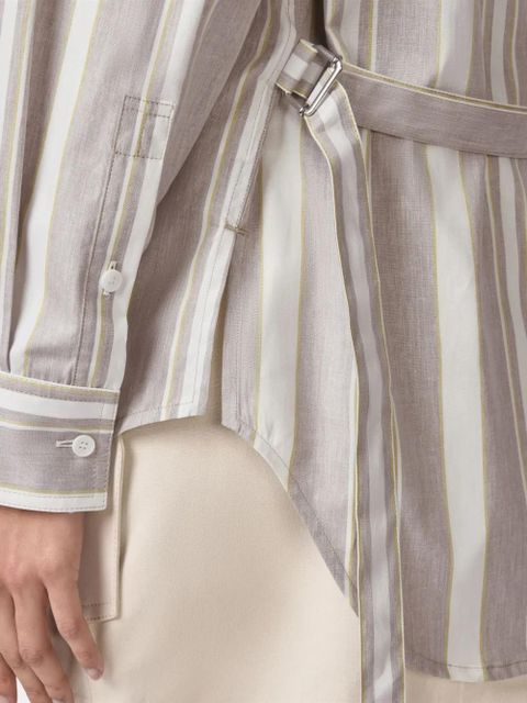 Tod's striped belted shirt - Brown