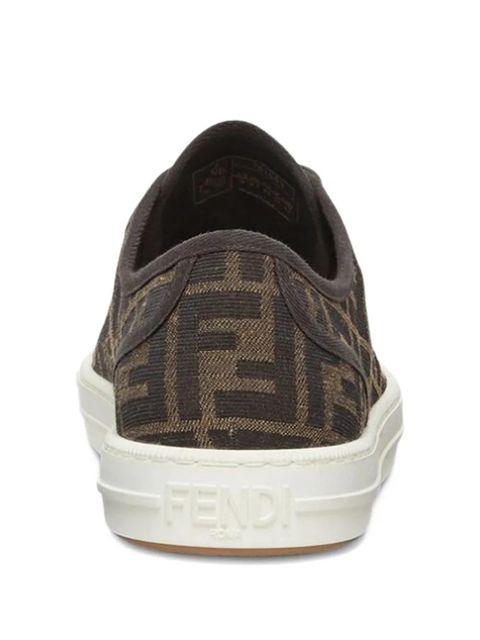 FENDI Domino jacquard-logo lace-up sneakers - Brown - zdjęcie produktu nr 2