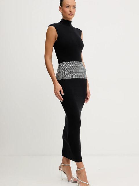 Retrofete sukienka z domieszką kaszmiru Leontine kolor czarny maxi dopasowana R-FW25-11784-17 - zdjęcie produktu nr 2