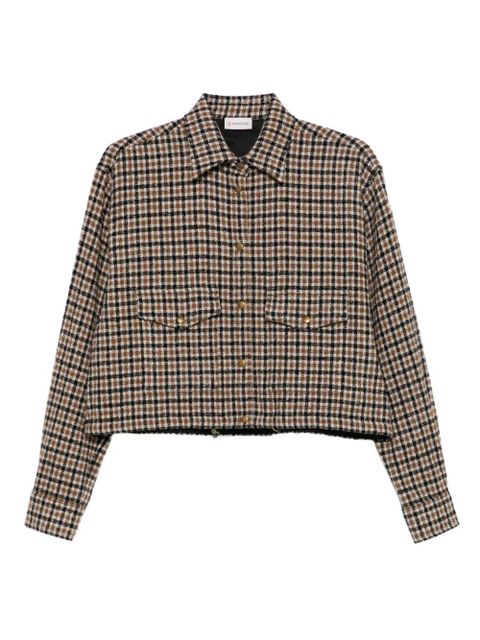Moncler macro-check wool overshirt - Brown - zdjęcie produktu nr 1
