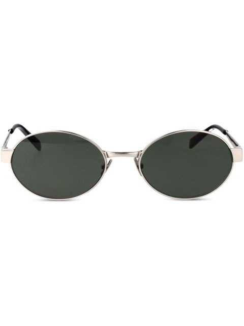 Saint Laurent Eyewear logo-engraved oval-frame sunglasses - Silver - zdjęcie produktu nr 1