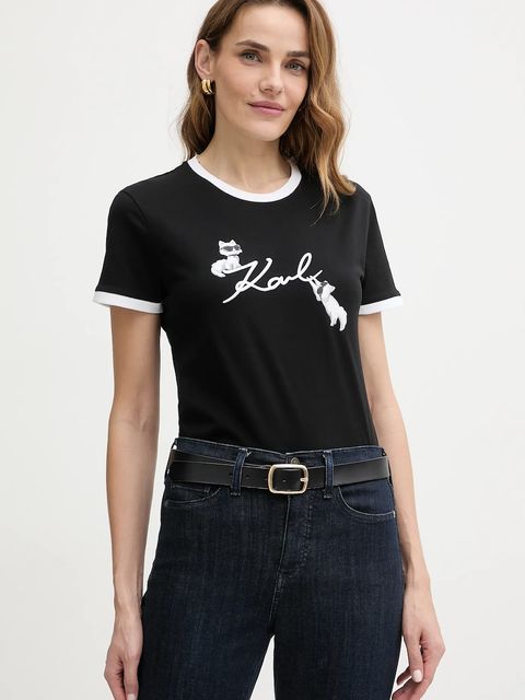 Karl Lagerfeld t-shirt bawełniany IKON damski kolor czarny B1W17040 - zdjęcie produktu nr 1