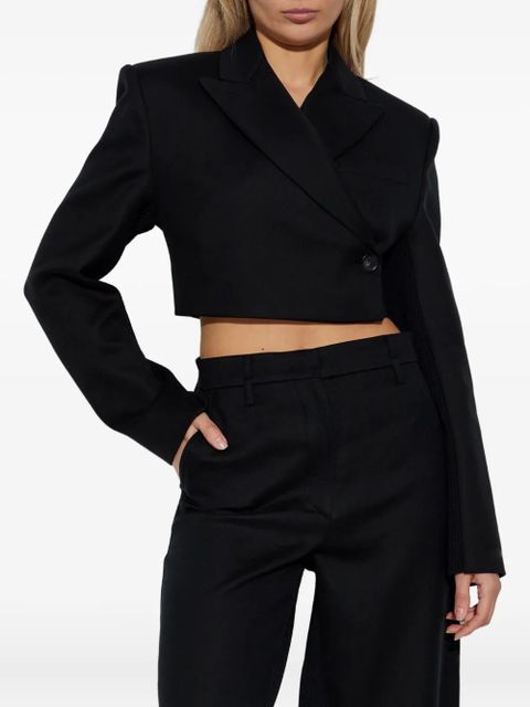 Sportmax cropped knitted-sleeve blazer - Black - zdjęcie produktu nr 2