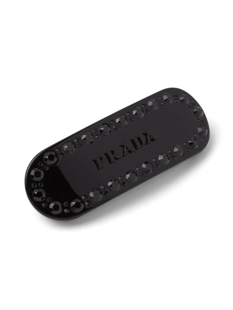 Prada crystal-embellished hair clip - Black