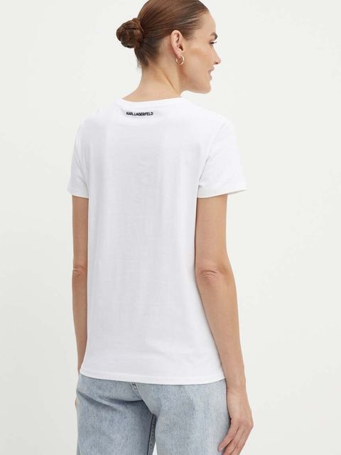 Karl Lagerfeld t-shirt bawełniany damski kolor biały 245W1714