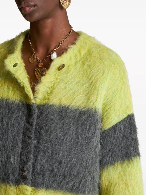 ETRO striped brushed cardi-coat - Grey