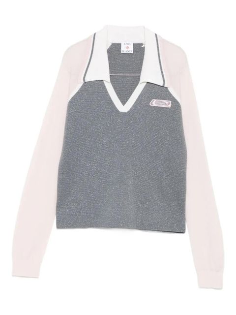 Casablanca Tennis long-sleeved polo top - Silver