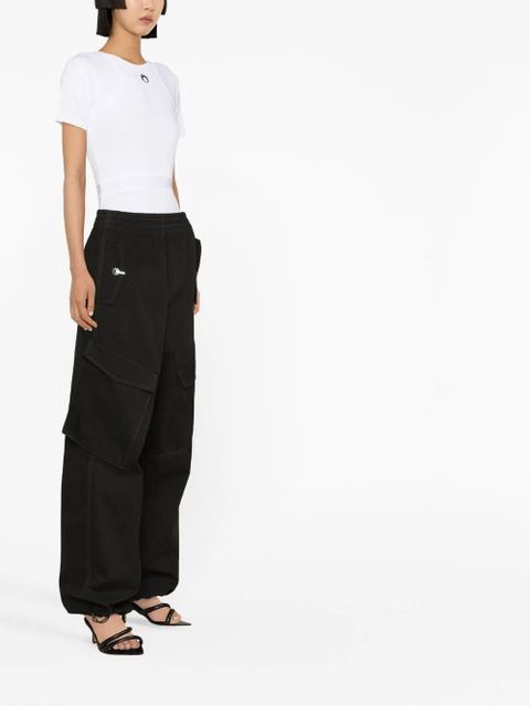 Marine Serre logo-print organic-cotton bodysuit - White