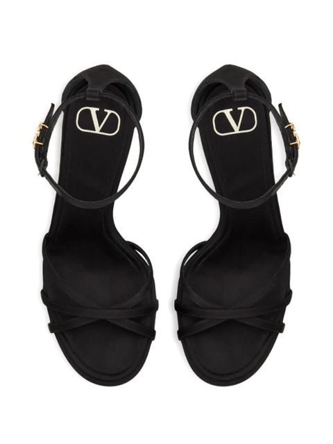 Valentino Garavani 120mm Eveninglam satin platform sandals - Black