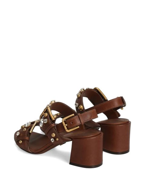 Dolce & Gabbana cowhide Keira sandals with embellishments - Brown