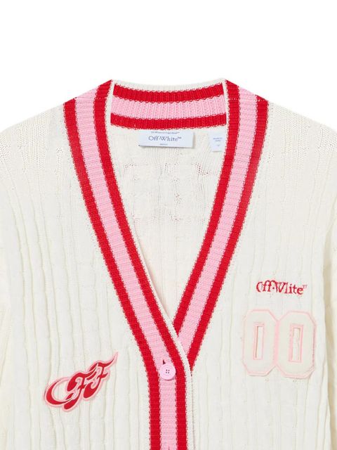 Off-White patch cable knit cardigan - Neutrals - zdjęcie produktu nr 2