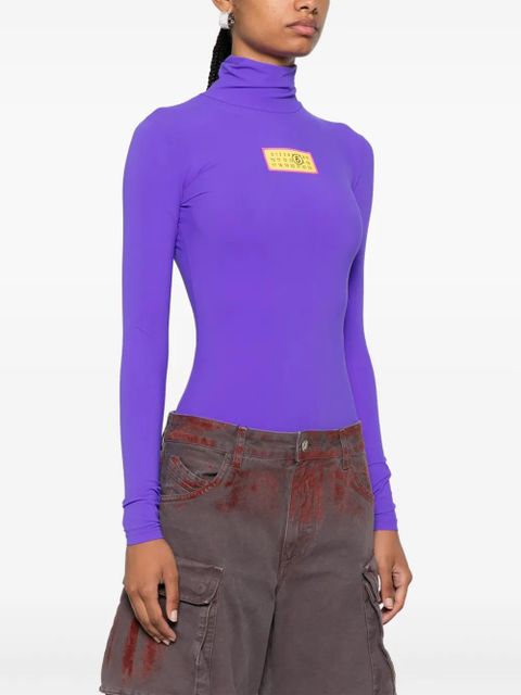MM6 Maison Margiela numbers-patch bodysuit - Purple