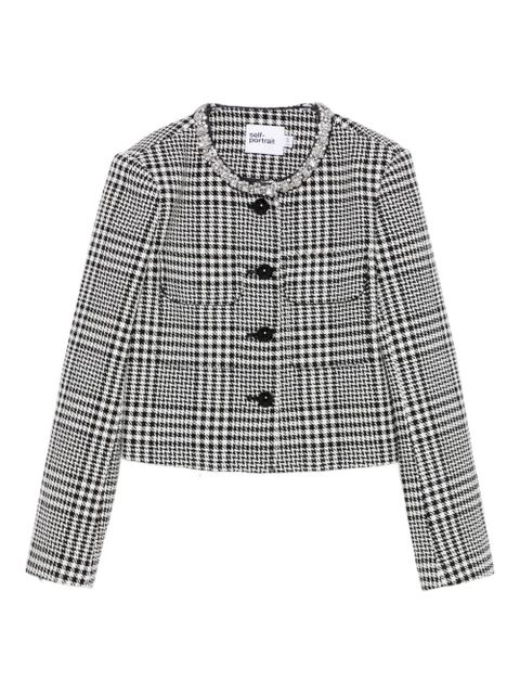 Self-Portrait houndstooth cropped jacket - Black - zdjęcie produktu nr 1