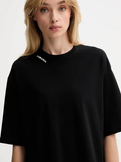 La Mania t-shirt bawełniany damski kolor czarny ADELL