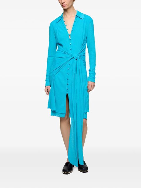 GANNI tie-detail buttoned midi dress - Blue - zdjęcie produktu nr 2