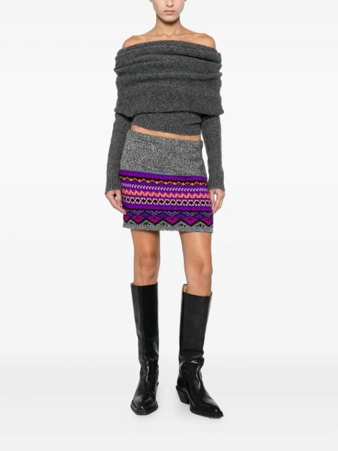 Anna Sui geometric-pattern mini skirt - Grey