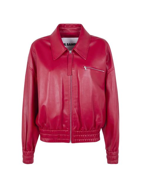 Jil Sander zipped leather jacket - Red - zdjęcie produktu nr 1