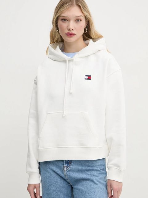 Tommy Jeans bluza bawełniana damska kolor beżowy z kapturem DW0DW19414 - zdjęcie produktu nr 1