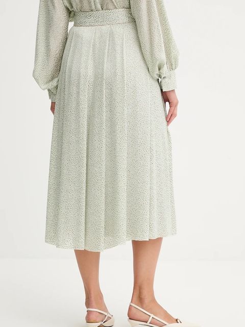 Forte Forte spódnica z domieszką jedwabiu kolor zielony midi rozkloszowana 14125.my.skirt