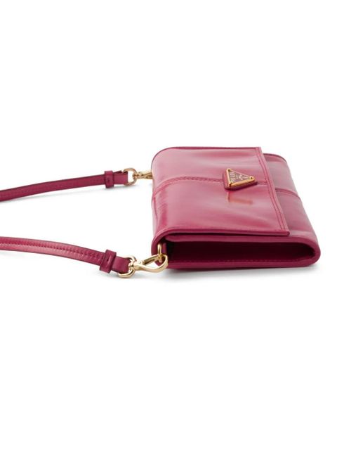 Prada leather wallet with shoulder strap - Pink