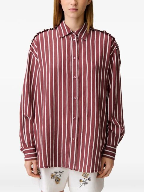 Claudie Pierlot striped ruffled shirt - Red