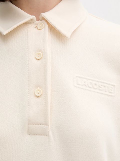 Lacoste bluza bawełniana damska kolor beżowy gładka SF0351