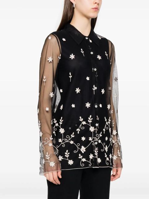 TOTEME floral-embroidered shirt - Black