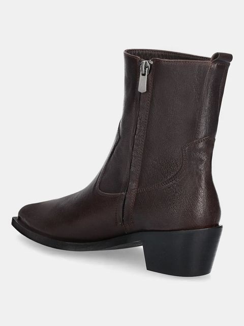 Answear.LAB botki skórzane kolor brązowy na słupku