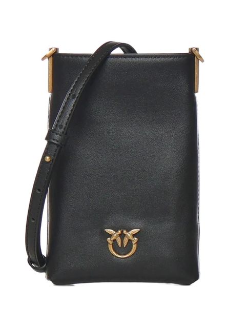PINKO Love Birds-plaque leather phone bag - Black - zdjęcie produktu nr 1