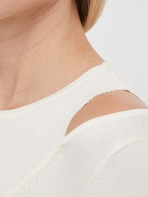 Sisley sweter damski kolor beżowy lekki