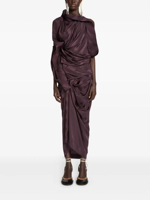 DRIES VAN NOTEN draped-design silk maxi dress - Purple - zdjęcie produktu nr 2