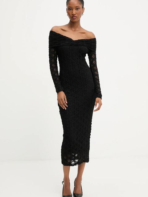 Answear.LAB sukienka kolor czarny midi dopasowana - zdjęcie produktu nr 2