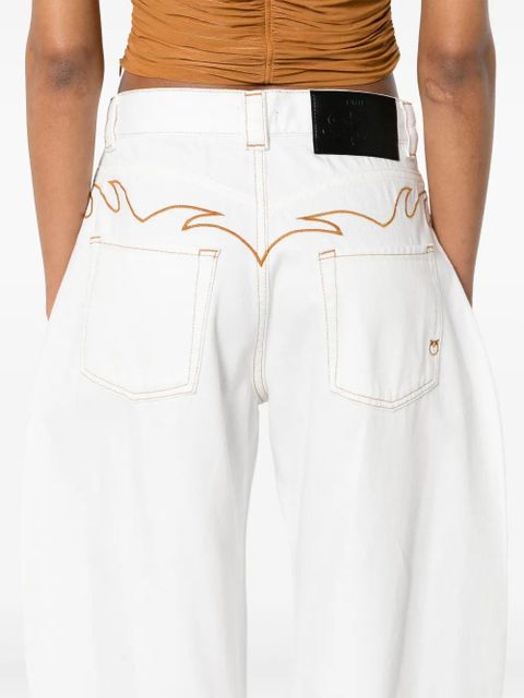PINKO motif-embroidered jeans - White