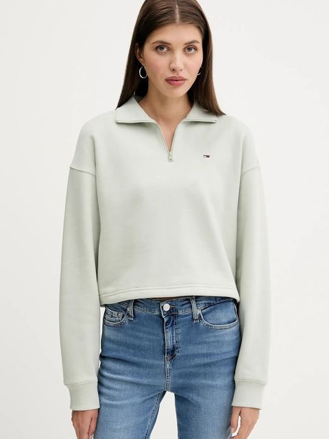 Tommy Jeans bluza damska kolor zielony gładka DW0DW20946 - zdjęcie produktu nr 1