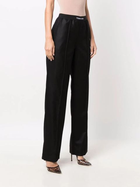 TOM FORD logo-waistband straight trousers - Black