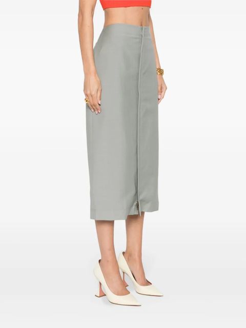 FENDI embroidered-logo midi skirt - Grey - zdjęcie produktu nr 2