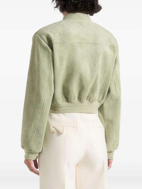 Manière De Voir Monique wide-shoulder suede bomber jacket - Green