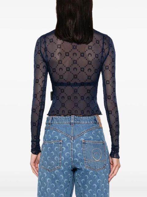 Marine Serre Moonogram mesh longsleeved top - Blue - zdjęcie produktu nr 2