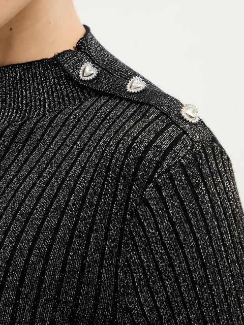 Morgan sweter damski kolor czarny lekki z półgolfem MCORIA