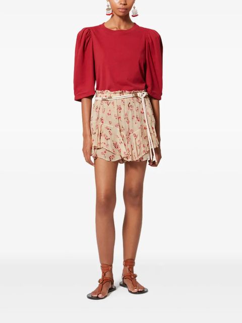 MARANT ÉTOILE Sornel ruffled floral-print shorts - Neutrals - zdjęcie produktu nr 2