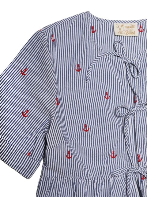 MC2 Saint Barth anchor-embroidered striped blouse - Blue