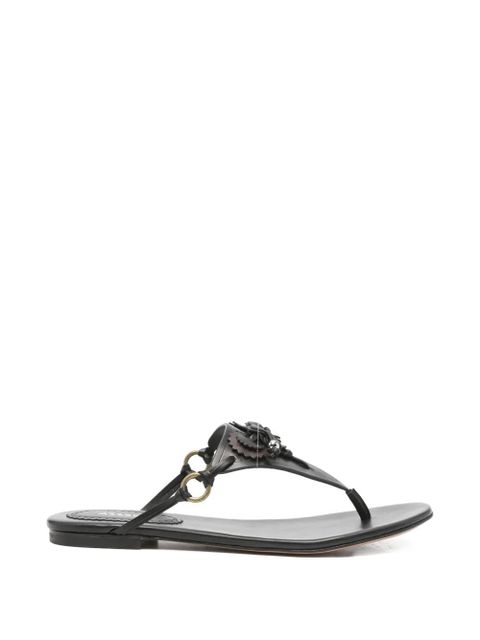 ISABEL MARANT Elato leather flowers-detail flat sandals - Black - zdjęcie produktu nr 1
