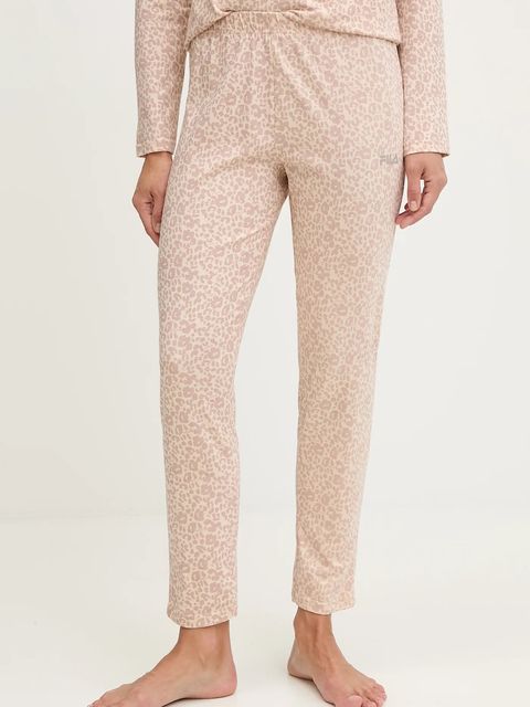 Fila piżama bawełniana damska kolor beżowy FPW4219