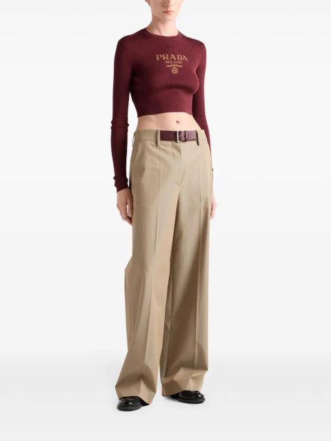 Prada intarsia-knitted logo top - Red - zdjęcie produktu nr 2